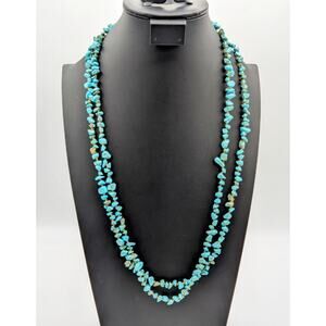 Two Turquoise Dyed Howlite Chip Bead 30" Necklaces